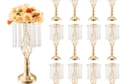 VEVOR 12PCS 49cm/19.3” Tall Crystal Wedding Flower Stand Vase for Party Decor
