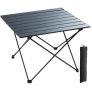 VEVOR Folding Camping Table, Outdoor Portable Side Tables, Lightweight Fold Up Table, Aluminum Alloy Ultra Compact Work Table with Carry Bag, For Cooking, Beach, Picnic, Travel, 22.2×15.9 inch, Black