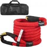 VEVOR 7/8″ x 21′ Kinetic Recovery Rope, 21,970 lbs, Heavy Duty Nylon Double Braided Kinetic Energy Rope with Loops and Protective Sleeves, for Truck Off-Road Vehicle ATV UTV, Carry Bag Included, Red