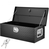 VEVOR Heavy Duty Aluminum Truck Bed Tool Box, Diamond Plate Tool Box with Side Handle and Lock Keys, Storage Tool Box Chest Box Organizer for Pickup, Truck Bed, RV, Trailer, 30″x13″x9.6″, Black