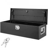 VEVOR Heavy Duty Aluminum Truck Bed Tool Box, Diamond Plate Tool Box with Side Handle and Lock Keys, Storage Tool Box Chest Box Organizer for Pickup, Truck Bed, RV, Trailer, 39″x13″x10″, Black