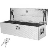 VEVOR Heavy Duty Aluminum Truck Bed Tool Box, Diamond Plate Tool Box with Side Handle and Lock Keys, Storage Tool Box Chest Box Organizer for Pickup, Truck Bed, RV, Trailer, 39″x13″x10″, Silver