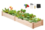 VEVOR Raised Garden Bed, 7.9 x 2 x 0.8 ft Wooden Planter Box, Outdoor Planting Boxes with Open Base, for Growing Flowers/Vegetables/Herbs in Backyard/Garden/Patio/Balcony, Burlywood