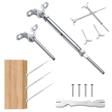VEVOR T316 Stainless Steel Adjustable Angle 3.2mm Cable Railing Kit/Hardware for Wood Post，Marine Grade for 3.2mmWire Rope,0-180-Degree Angle & Easy Installation, Silver (20 Pack)