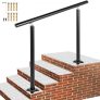 VEVOR Handrail Outdoor Stairs, 4ft, 34 Inch Outdoor Handrail Black Outdoor Stair Railing Adjustable from 0 to 60 Degrees Handrail for Stairs Outdoor Black Aluminum Stair Railing for Garden