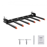 VEVOR Clamp on Debris Forks to 60″ Bucket, 4560 lbs Capacity Heavy Duty Clamp on Pallet Forks Bucket Attachments, Fit for Loader Bucket Skidsteer Tractor to Clean up Fallen Limbs Debris or Yard Wwaste