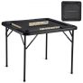 VEVOR Mahjong Table, Square 4 Player Folding Card Table with 4 Cup Holders & 4 Chip Trays, Portable Domino Game Table with 1 Set of Dominoes for Mahjong Poke Puzzles, 35.4 x 35.4-inch, Black
