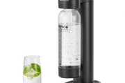 VEVOR Sparkling Water Maker, Soda Maker Machine for Home Carbonating, Seltzer Water Starter Kit with BPA free 1L PET Bottle, Compatible with Mainstream Screw-in 60L CO2 Cylinder(NOT Included), Black