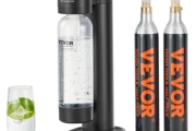 VEVOR Sparkling Water Maker, Soda Maker Machine for Home Carbonating, Seltzer Water Starter Kit with BPA-free 1L PET Bottle, 2 CO2 Cylinders, Compatible with Mainstream Screw-in 60L CO2 Cylinder