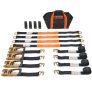 VEVOR Ratchet Tie Down Straps (4PK), 11128 lb Break Strength, Double J Hook Includes 4 Premium 2″ x 8′ Rachet Tie Downs with Padded Handles, for Moving Securing Cargo, Appliances, Lawn Equipment
