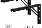 VEVOR Shelf Bracket Foldable, 24” L 2 Pcs , Heavy Duty Floating Shelf Brackets, Brackets for Shelves, 5mm Thick Matte Black L Shelf Bracket,Steel Shelving Brackets with 300 lbs Load Capacity