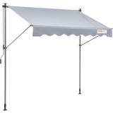 VEVOR Manual Retractable Awning, 78″ Outdoor Retractable Patio Awning Sunshade Shelter, Adjustable Patio Door Window Awning Canopy with 39″ Sun Shade Curtain for Backyard, Garden, Balcony