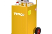 VEVOR Fuel Caddy, 35 Gallon, Gas Storage Tank on 4 Wheels, with Manuel Transfer Pump, Gasoline Diesel Fuel Container for Cars, Lawn Mowers, ATVs, Boats, More, Yellow