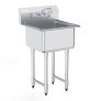 VEVOR Stainless Steel Prep & Utility Sink, 1 Compartment Free Standing Small Sink Include Faucet & legs, 21″x41″ Commercial Single Bowl Sinks for Garage, Restaurant, Kitchen, Laundry