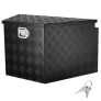 VEVOR Trailer Tongue Box, Aluminum Alloy Diamond Plate Tongue Box Tool Chest, Heavy Duty Trailer Box Storage with Lock and Keys, Utility Trailer Tongue Box for Pickup Truck, RV, Trailer, 33″x19″x18