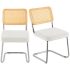 VEVOR Rattan Chairs, Set of 2, Mid Century Modern Dining Chair, Upholstered Velvet Accent Chair with Rattan Back, Retro Dining Room Kitchen Chair for Living Room, Bedroom, Reading Room, Office, Green