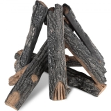 VEVOR 8 Pcs Oak Logs, Gas Fireplace Ceramic Logs for Fire place, Heat-Resistant Wood Log Gas Realistic Logs, Stackable Wood Branches for Gas Fireplace, Firebowl Indoor or Outdoor