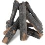 VEVOR 8 Pcs Oak Logs, Gas Fireplace Ceramic Logs for Fire place, Heat-Resistant Wood Log Gas Realistic Logs, Stackable Wood Branches for Gas Fireplace, Firebowl Indoor or Outdoor