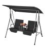VEVOR 2-Seat Patio Swing Chair Outdoor Patio Swing with Adjustable Canopy Black