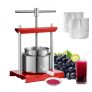 VEVOR Fruit Wine Press, 1.6 Gallon/6L, 2 Stainless Steel Barrels, Manual Juice Maker, Cider Apple Grape Tincture Vegetables Honey Olive Oil Making Press with T-Handle for Outdoor, Kitchen, and Home