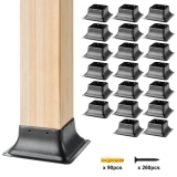 VEVOR 101.6×101.6mm Post Base 20Pcs, Internal 91x91mm Heavy Duty Powder-Coated Steel Post Bracket Fit for Standard Wood Post Anchor, Decking Post Base for Deck Porch Handrail Railing Support