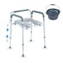 VEVOR Commode Chair, Bedside Commode with Padded Seat and Arms, 7-Level Adjustable Height, 5.8L Removable Bucket, Easy to Assemble, 350 LBS Capacity, Raised Toilet Seat for Adults Seniors