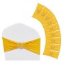 VEVOR Stretch Spandex Chair Sashes, Chair Slipcover and Stretch Chair Sash with Round Buckle, Elastic Chair Bands, Fitting Wedding, Holiday, Banquet, Party Chair Decoration (100 PCS Golden Yellow)