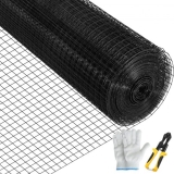 VEVOR Hardware Cloth, 24″ x 100′ & 1″”x1″” Mesh Size, Galvanized Steel Vinyl Coated 16 Gauge Chicken Wire Fencing with A Cutting Plier & A Pair of Fabric Gloves, for Garden Fencing & Pet Enclosures,”