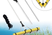 VEVOR Landscape Rake, 915mm Head Aluminum Landscape Rake, Lake Weed Rake with 2600mm Adjustable Extension Handle, Rope and Float, for Loosening Soil, Lawn Care, Weeding Lake, Garden, Pond
