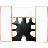 VEVOR 3-IN-1 Lacrosse Goal with Backstop and Target, 12′ x 9′ Lacrosse Net, Steel Frame Backyard Lacrosse Rebounder Equipment, Quick & Easy Setup Training Net, Perfect for Youth Adult Training, Orange