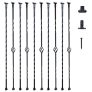 VEVOR Staircase Metal Balusters, 44” x 1/2″ Galvanized Steel Decorative Banister Spindles, 10 Pack Deck Baluster with Hollow Single Baskets, Twists, Spiral Stair Railing w/ Shoes & Screws