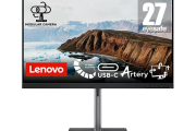 Lenovo L27m-30 27″ FHD Monitor with Eyesafe (IPS, 75Hz 4ms, USB-C, FreeSync, Webcam, Speakers, Tilt/Swivel/Lift/Pivot)